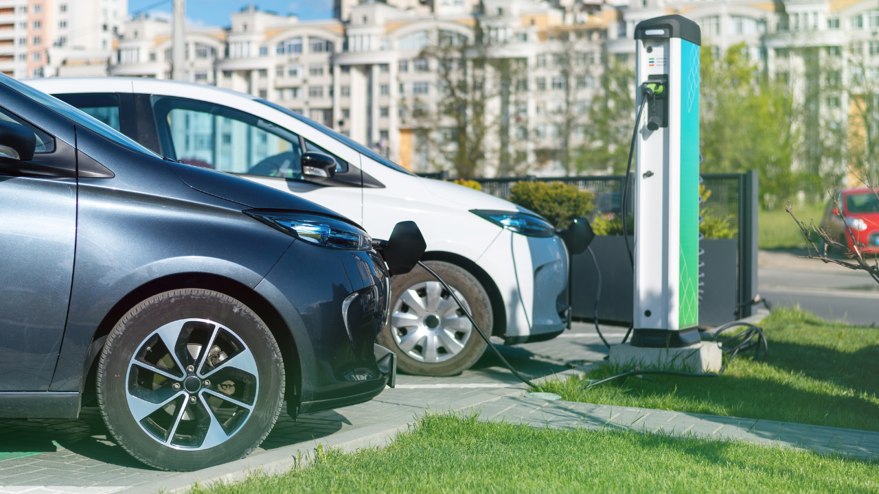 Cars at charging station